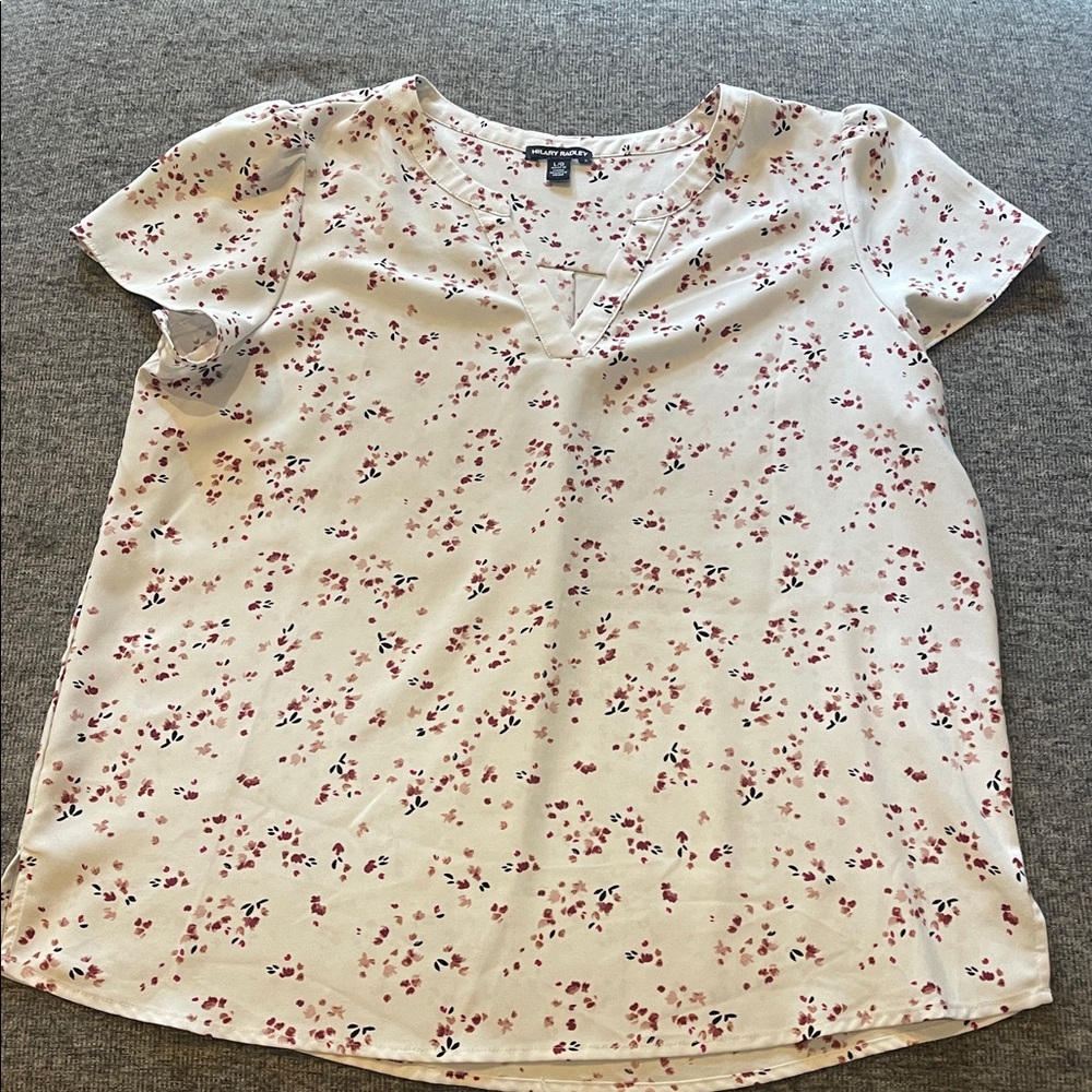 Hilary Radley White and Pink Floral Blouse